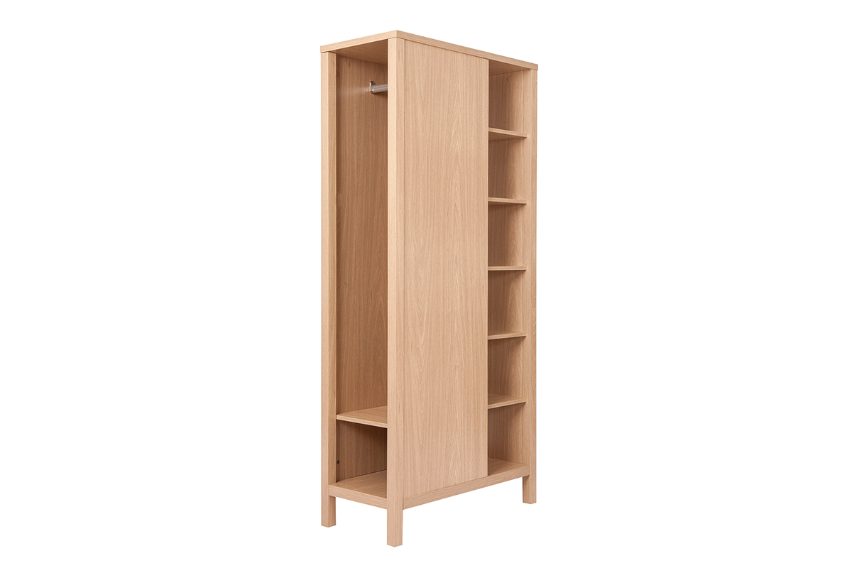 Armoire d'entre avec penderie et tagres finition bois chne clair L83 cm GUMBY