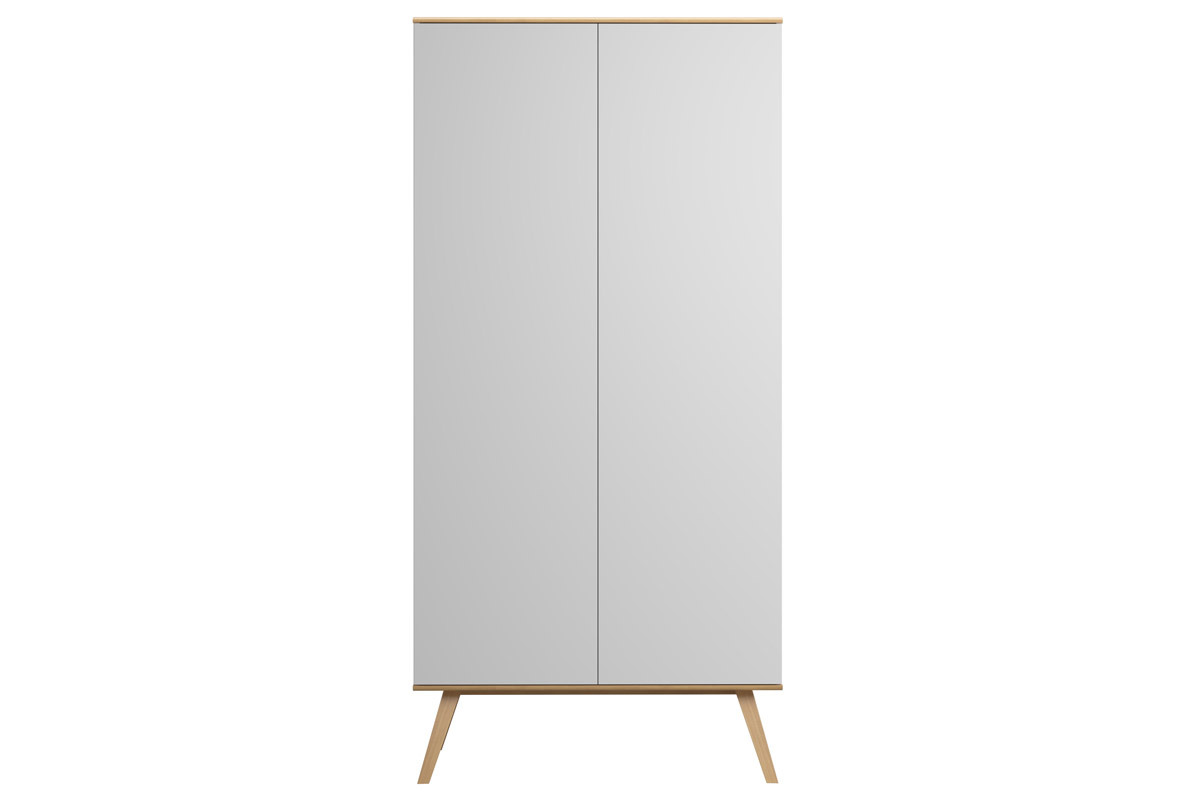 Armoire scandinave finition blanc mat et bois clair L100 cm MAHE