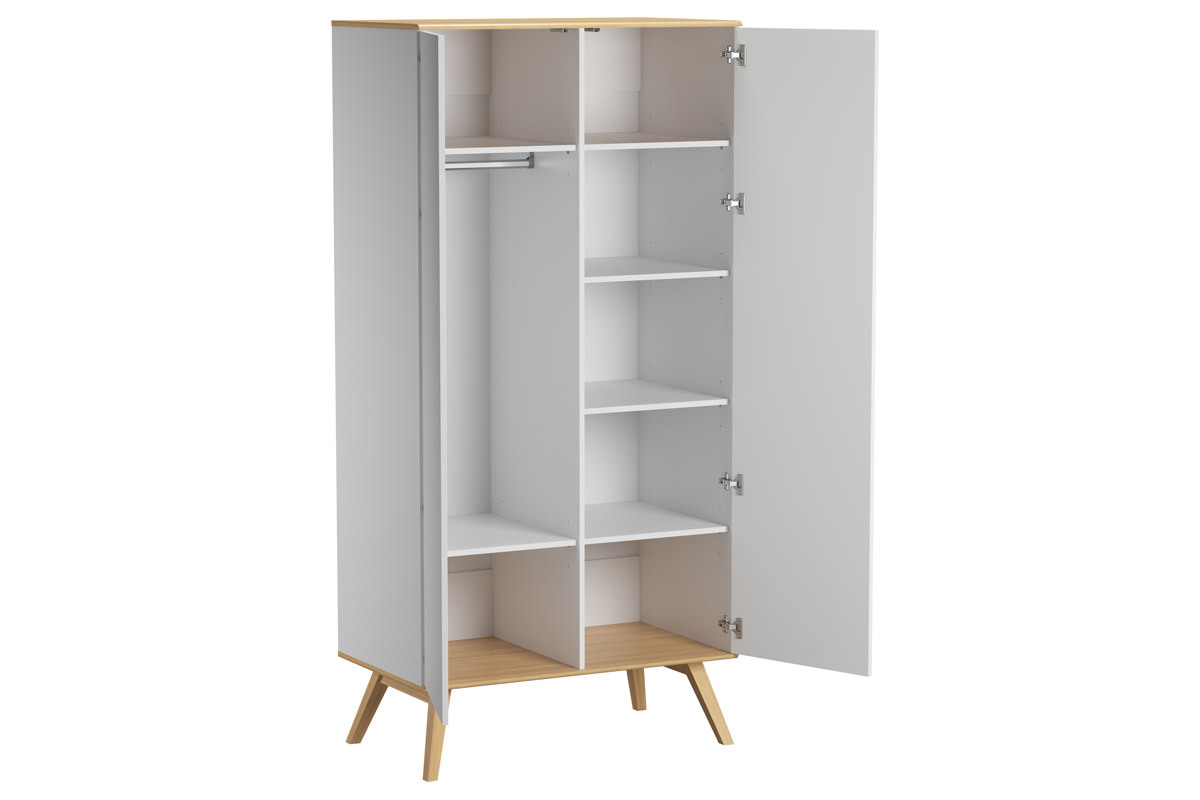 Armoire scandinave finition blanc mat et bois clair L100 cm MAHE