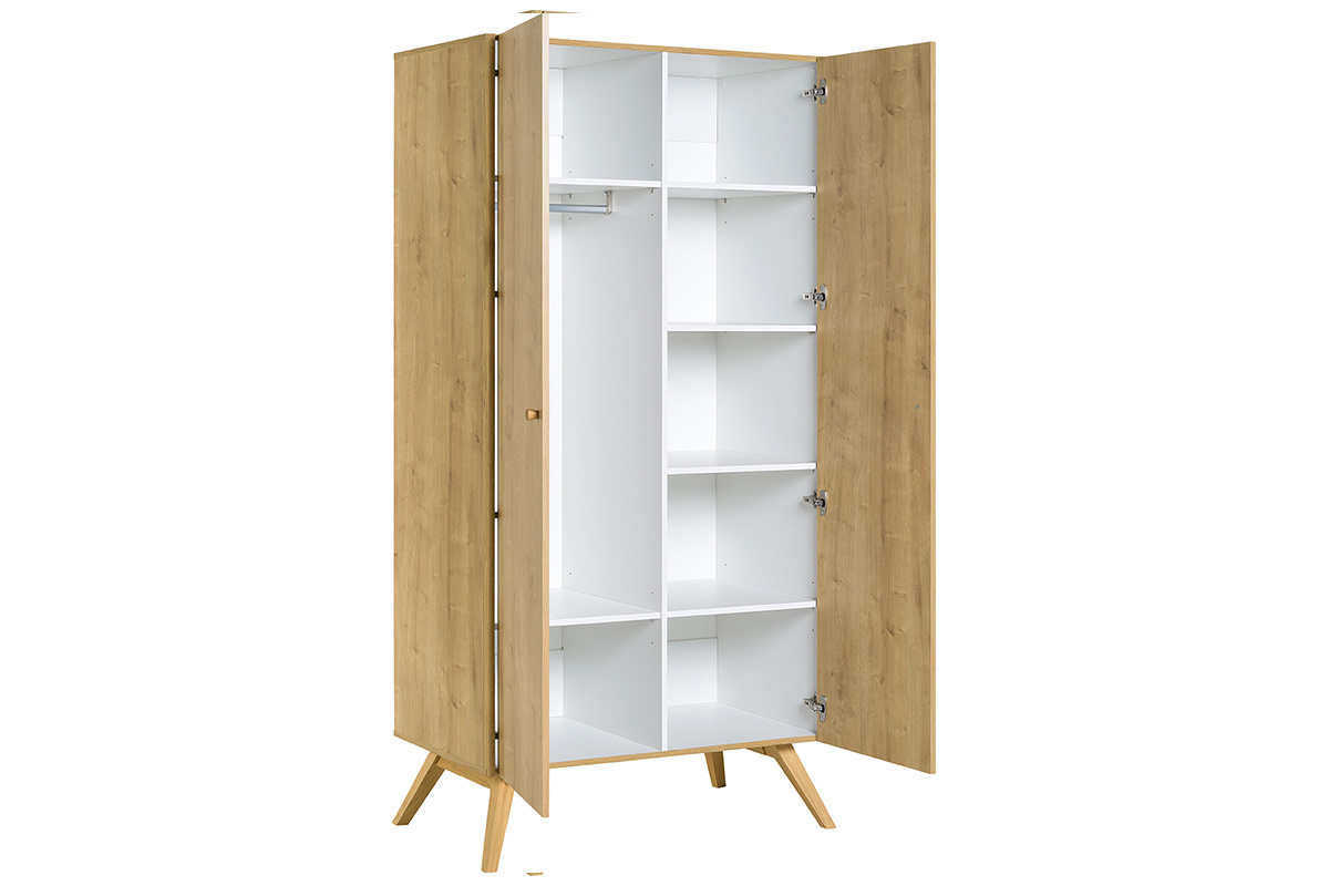 Armoire scandinave finition bois chne clair L100 cm MAHE