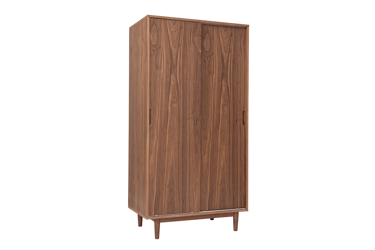 Armoire vintage noyer 2 portes coulissantes L95 cm ARGAN