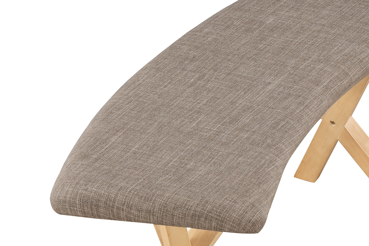 Banc design scandinave chne et tissu gris ANIK