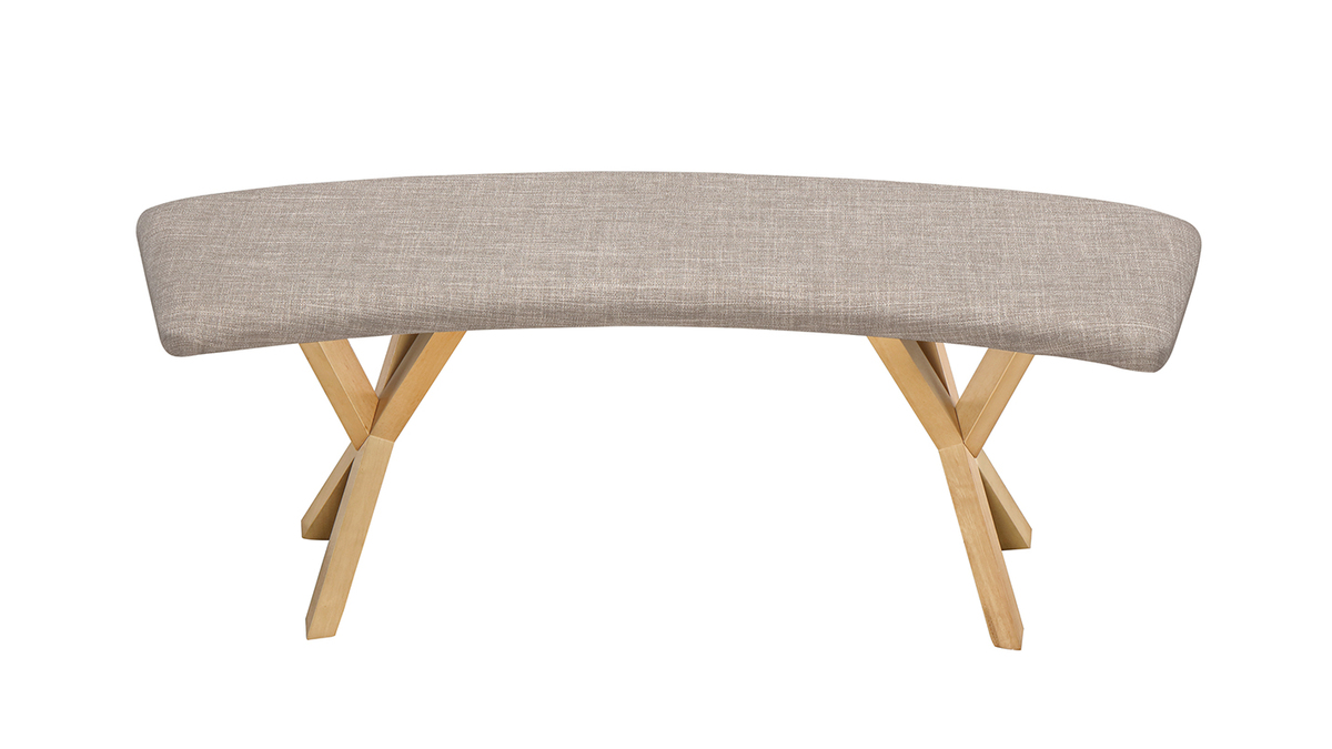 Banc design scandinave chne et tissu gris ANIK