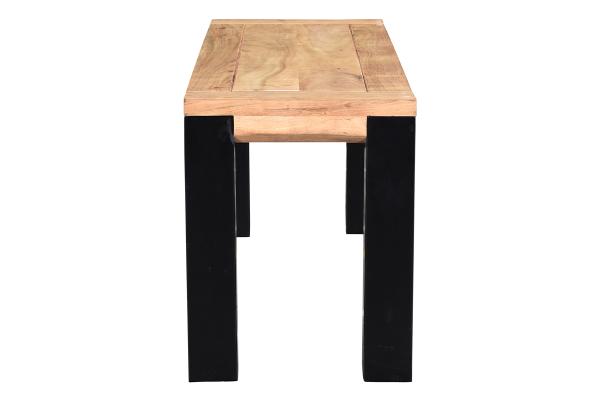 Banc industriel en bois massif et mtal noir L95 cm TRAP