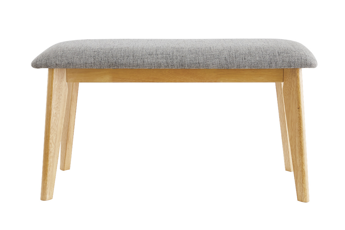 Banc scandinave en tissu gris clair et bois clair L92 cm ELION