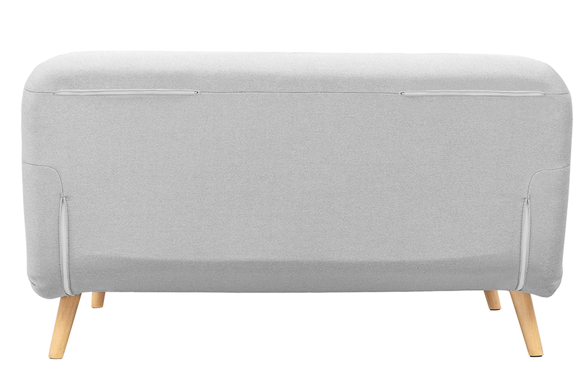 Banquette convertible 2 places en tissu gris clair et bois clair AMIKO