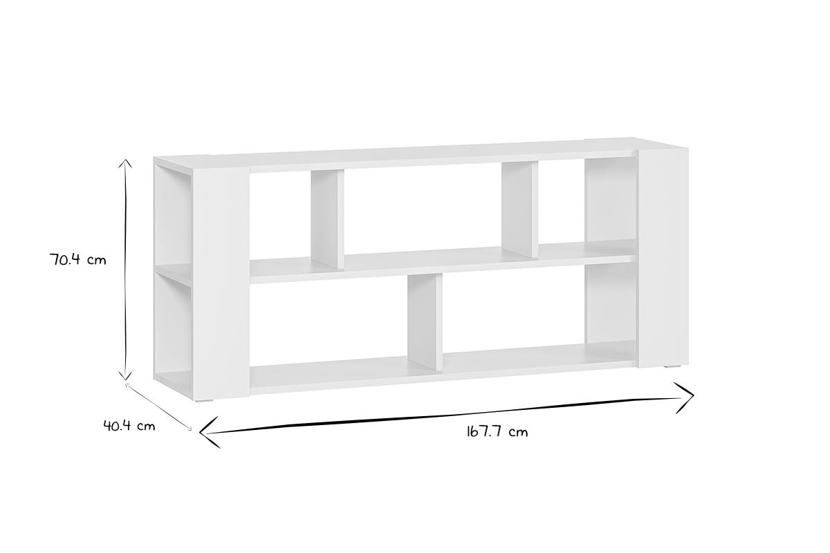 Bibliothque basse design blanche L168 cm MUSSO