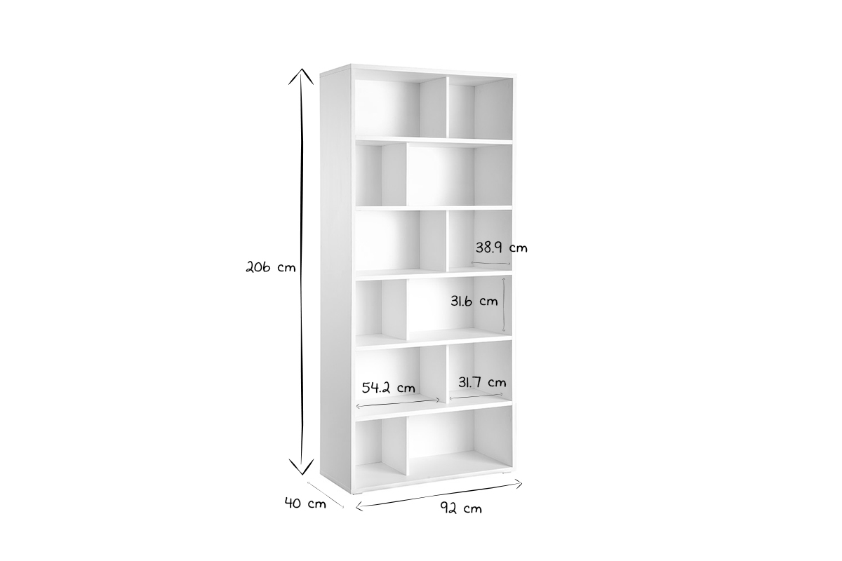 Bibliothque design finition bois clair chne L92 cm EPURE