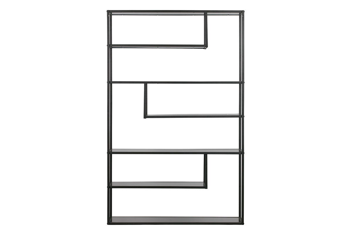 Bibliothque ouverte design en mtal noir L125 cm TETRIS