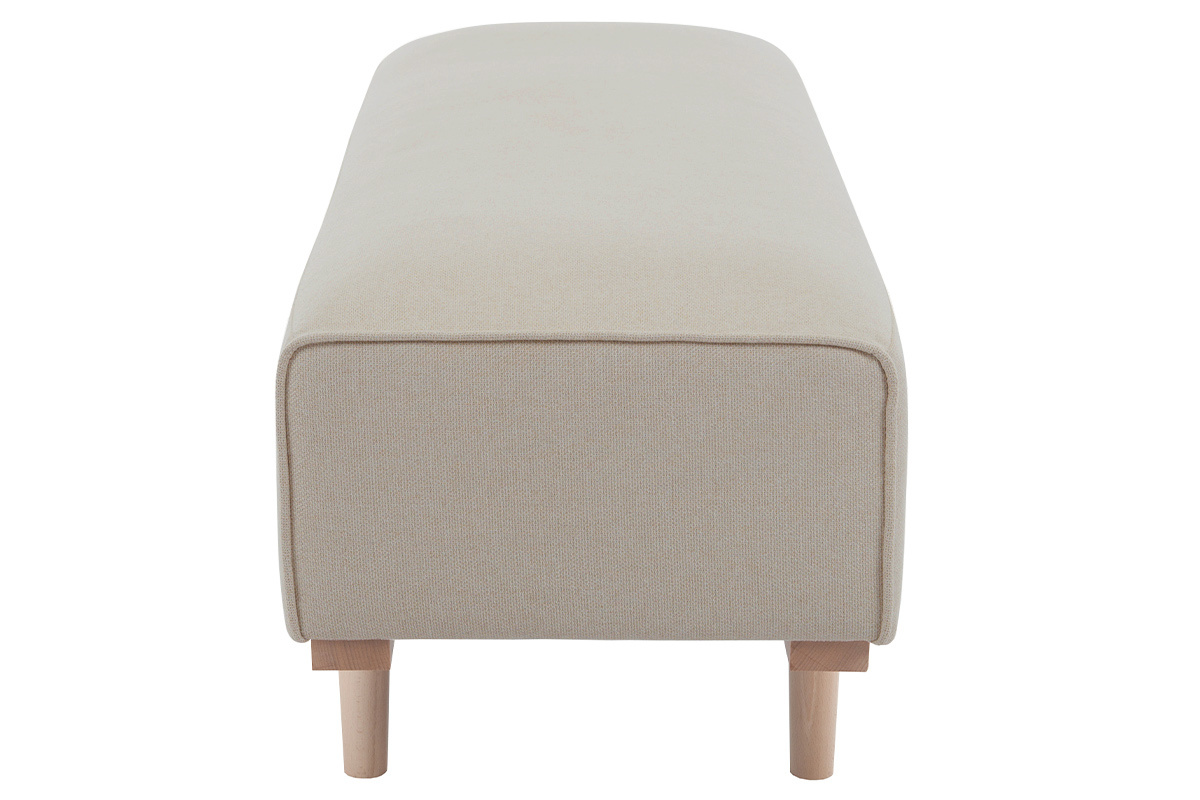 Bout de lit banc en tissu beige et bois clair massif L124 cm MORRIS