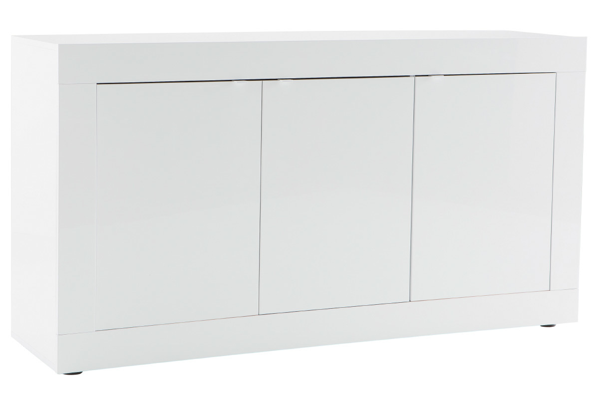 Buffet design blanc laqu 3 portes L160 cm LATTE