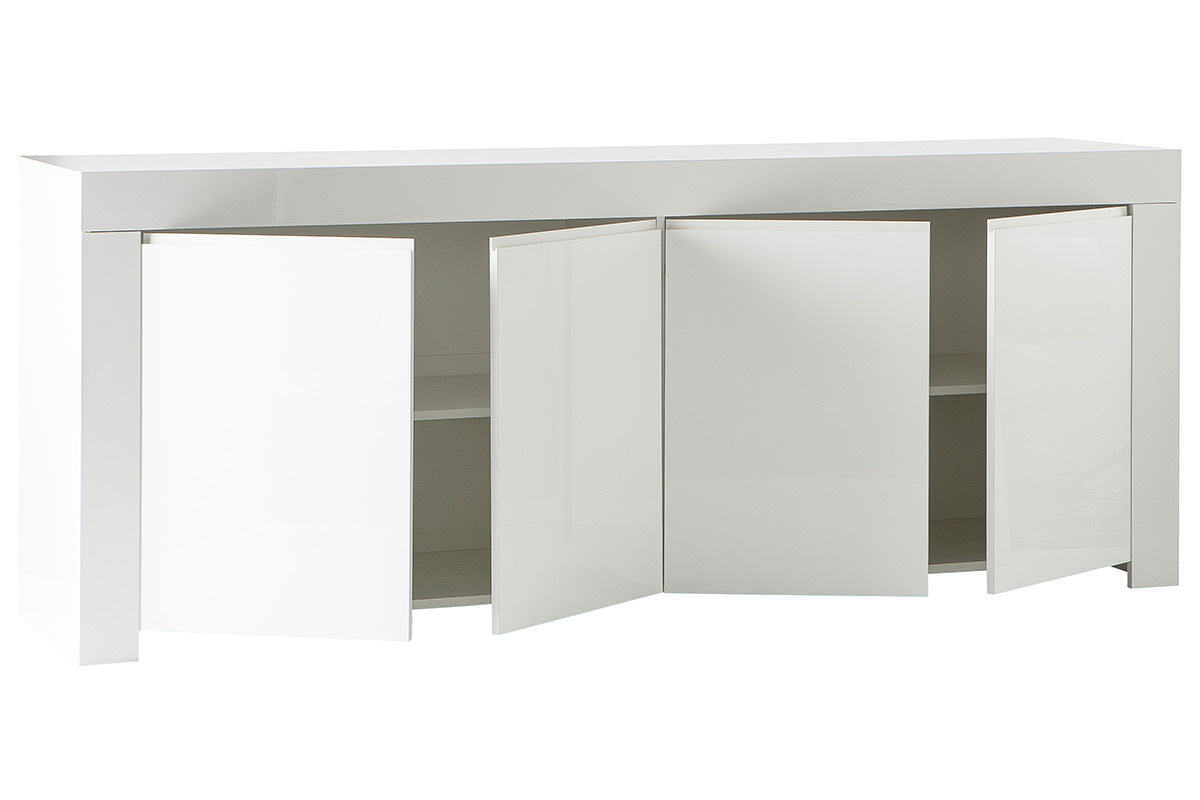 Buffet design blanc laqu 4 portes L210 cm ERIA