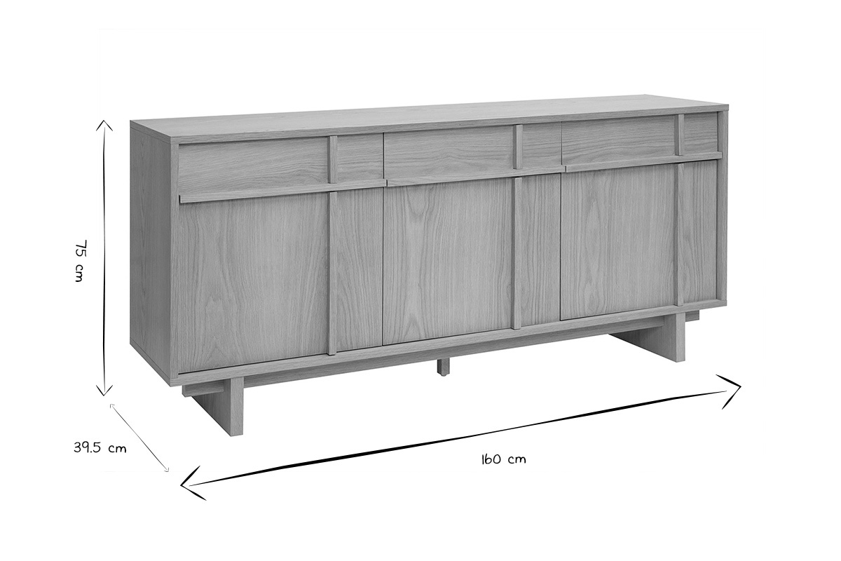 Buffet en bois clair chne L160 cm ZAO