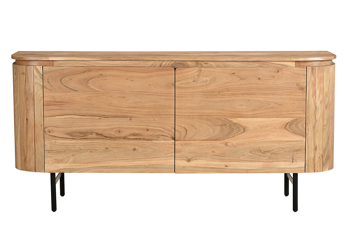 Buffet en bois massif et mtal noir 2 portes L160 cm NAPOLI