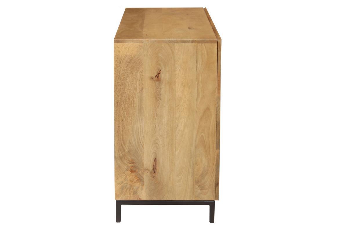 Buffet industriel en bois manguier massif et mtal noir 3 portes L145 cm YPSTER