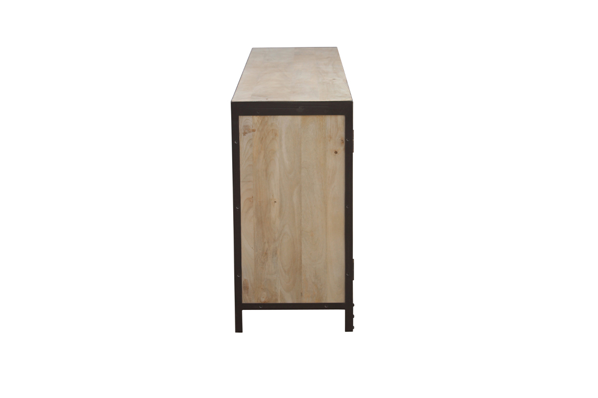 Buffet industriel en bois manguier massif et mtal noir L160 cm INDUSTRIA