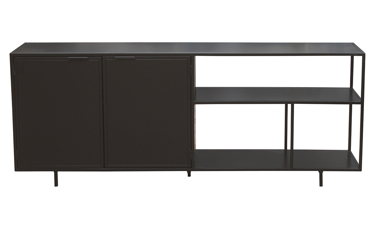 Buffet industriel en mtal noir 2 portes L180 cm KARL