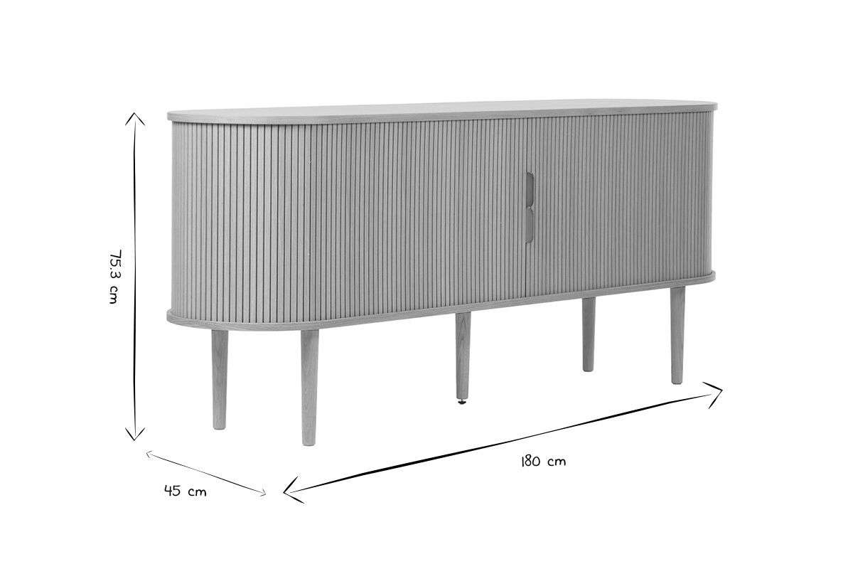 Buffet vintage bois clair chne avec rangements 2 portes coulissantes L180 cm EPIC