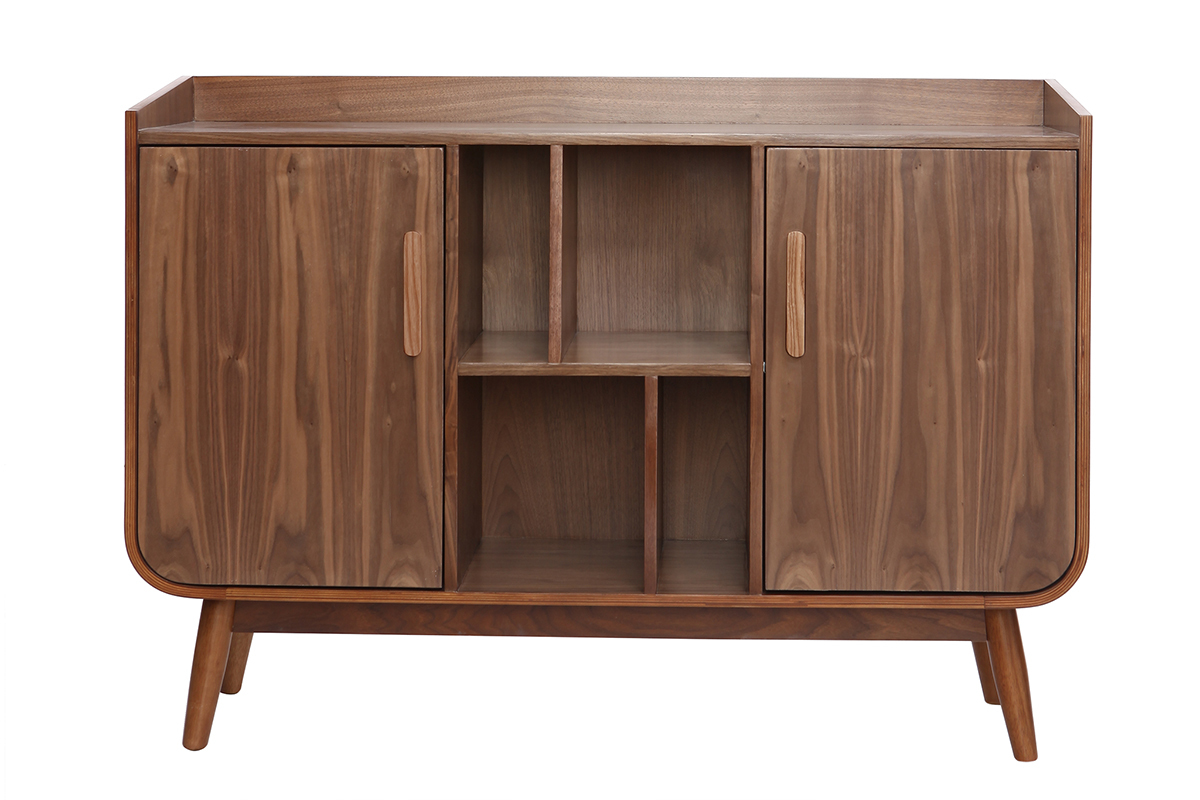 Buffet vintage en bois fonc noyer 2 portes L122 cm HALLEN