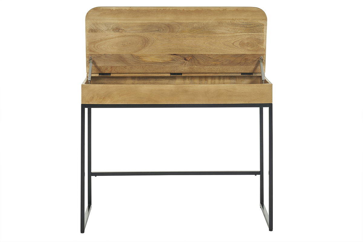 Bureau avec rangement en bois manguier massif L100 cm SHIVA