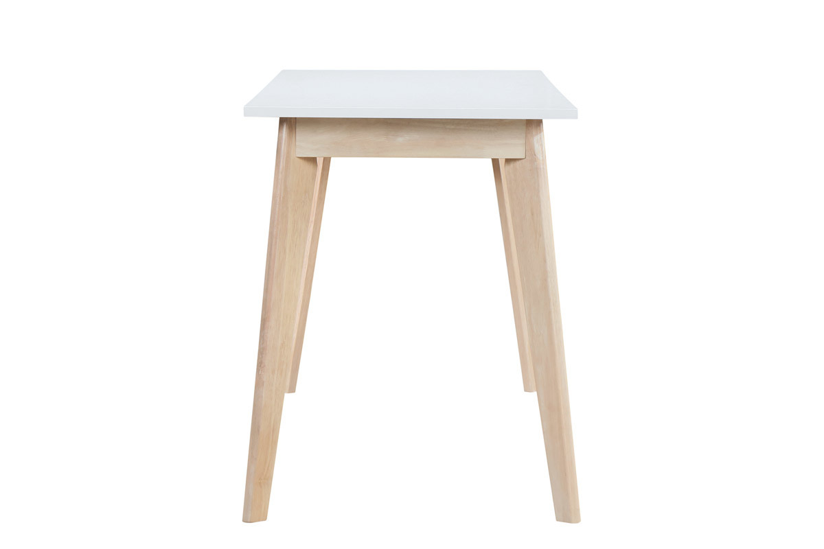 Bureau avec rangements 2 tiroirs scandinave blanc et bois clair L160 LEENA