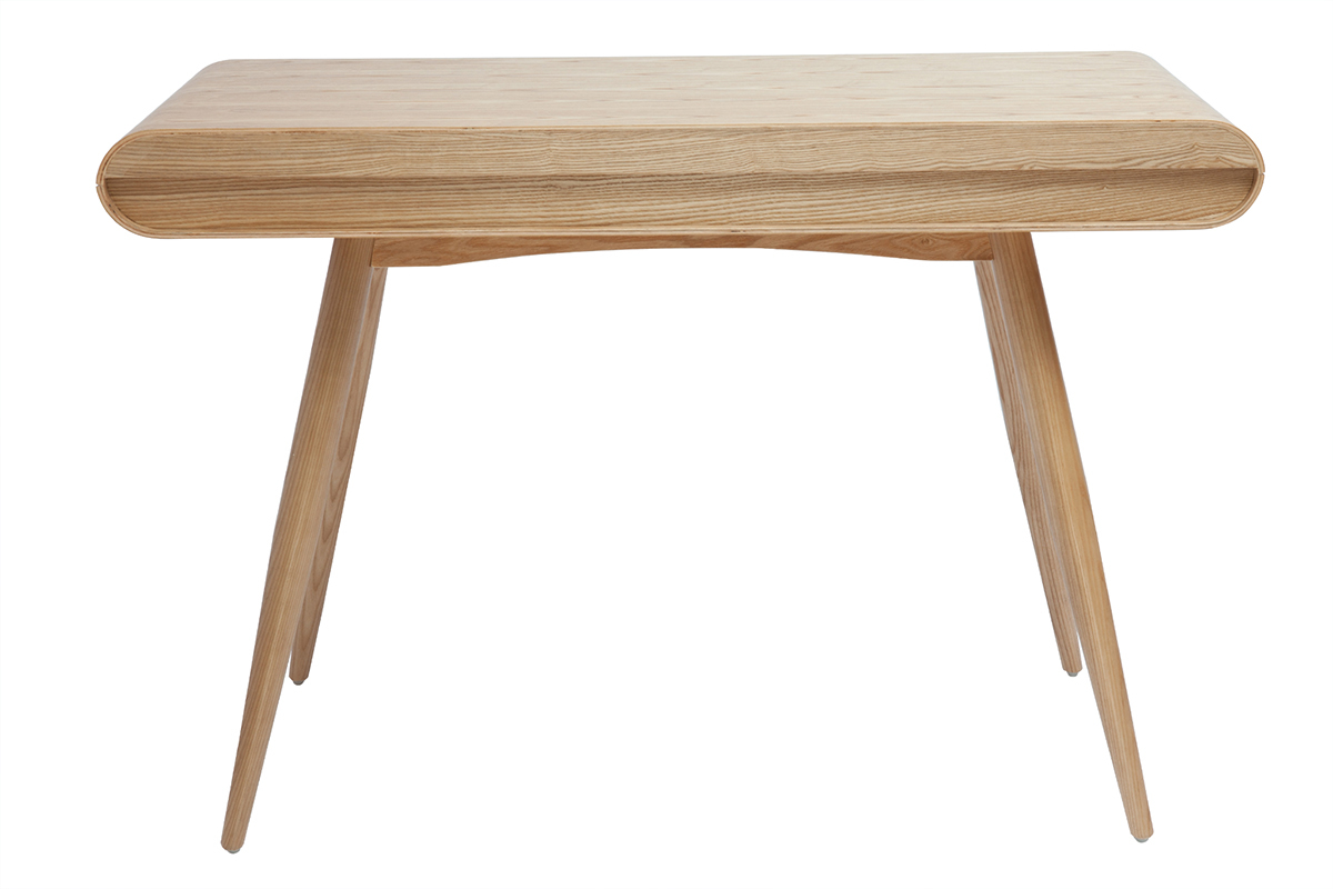 Bureau avec rangements 2 tiroirs scandinave bois clair L120 cm BJORG