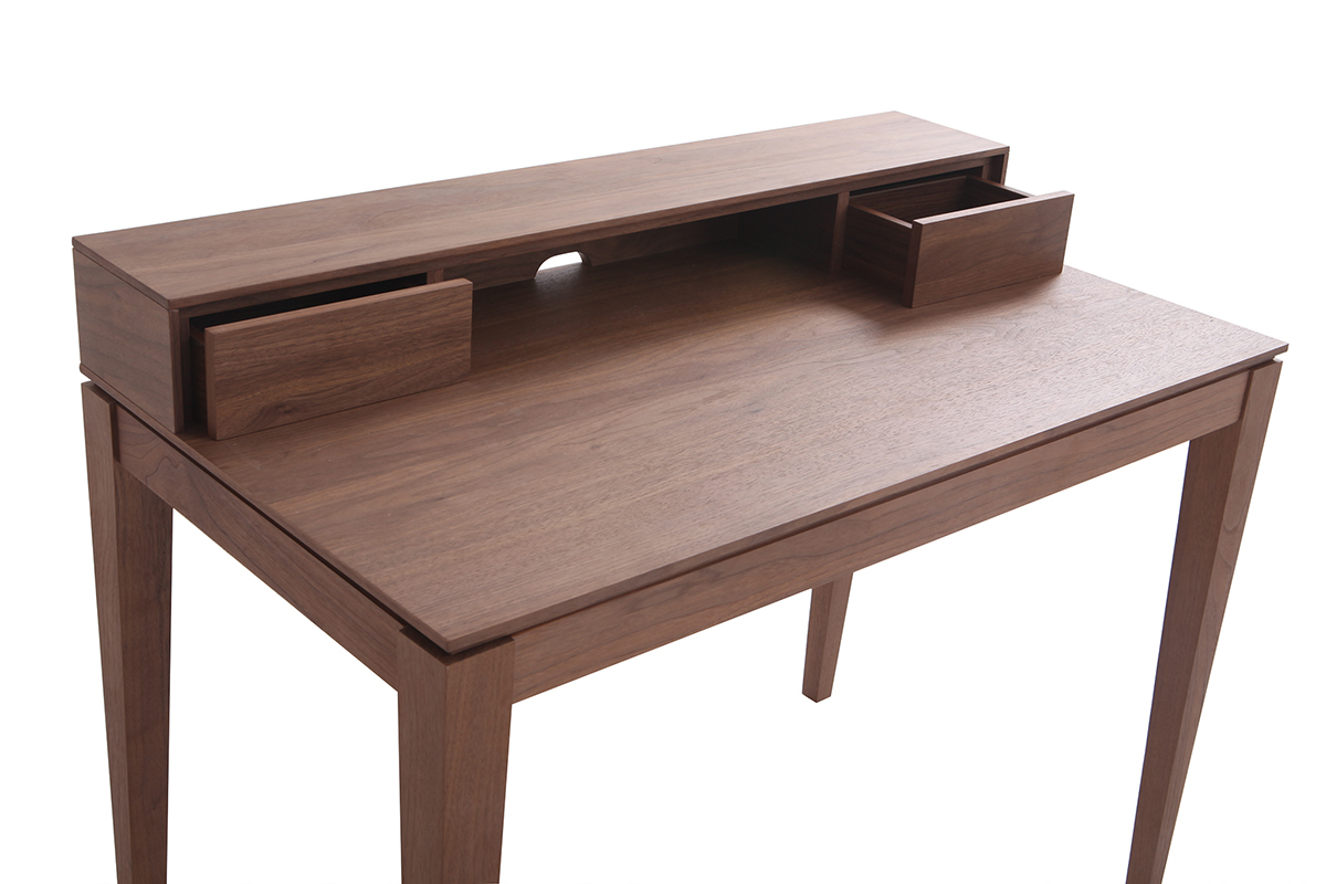 Bureau avec rangements bois fonc noyer L110 cm SEKRET