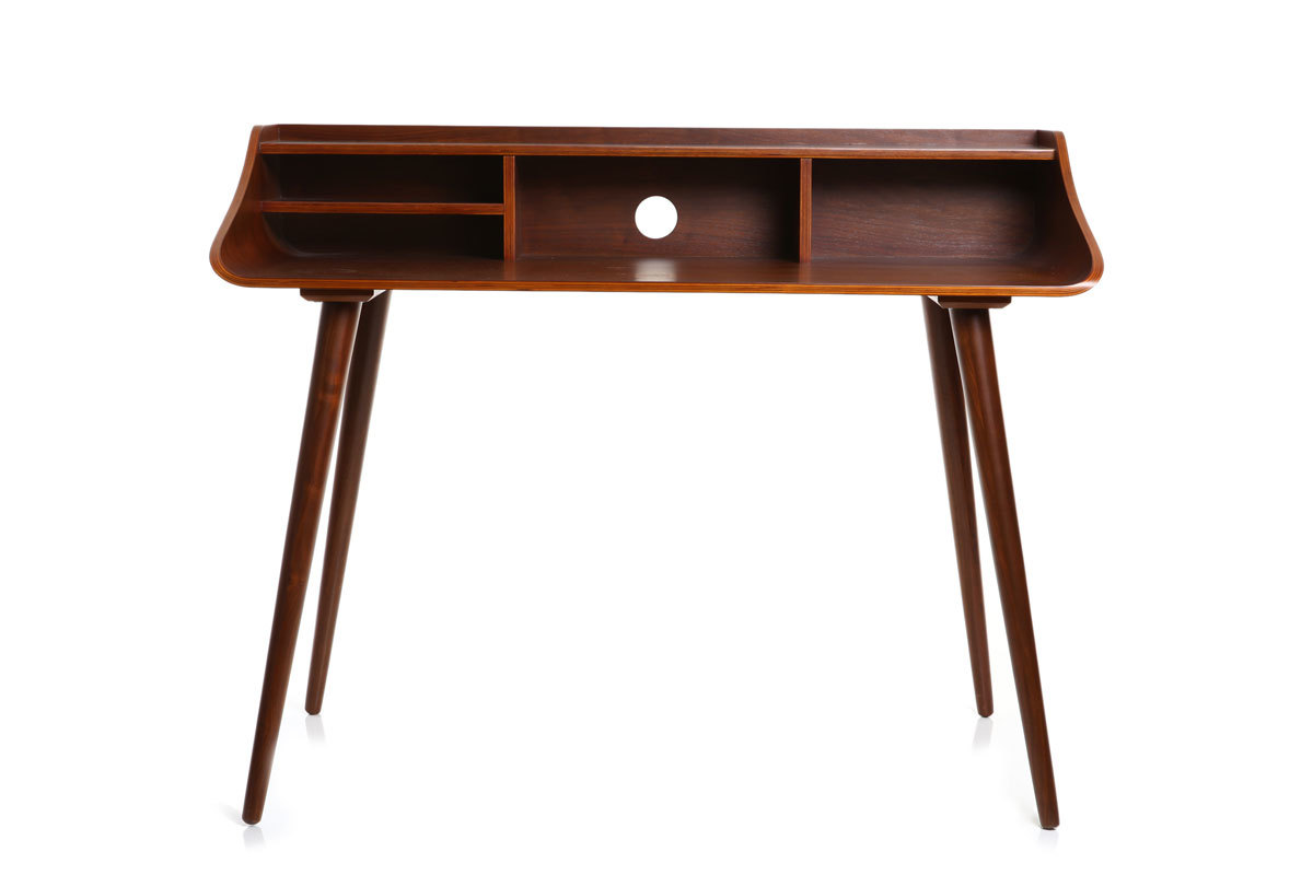 Bureau avec rangements vintage bois fonc L120 cm NORDECO