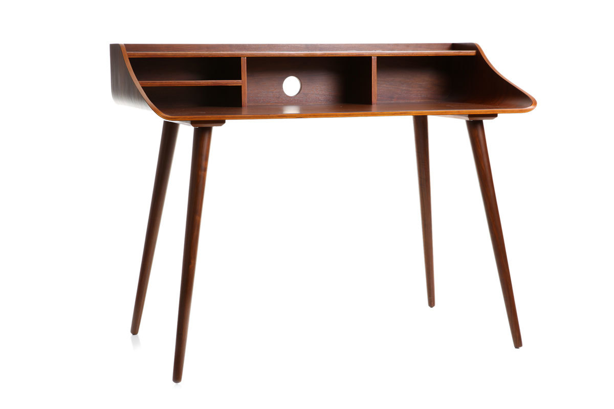 Bureau avec rangements vintage bois fonc L120 cm NORDECO