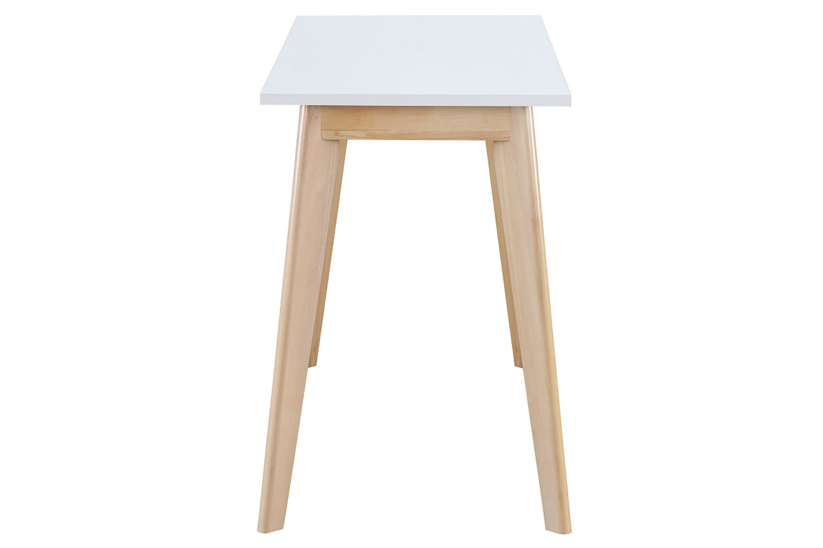 Bureau avec tiroir scandinave blanc et bois clair L110 cm LEENA