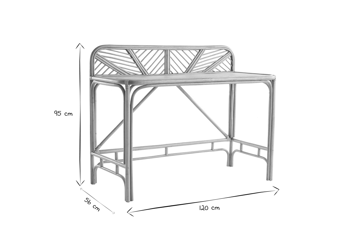 Bureau ethnique en rotin L120 cm GALON