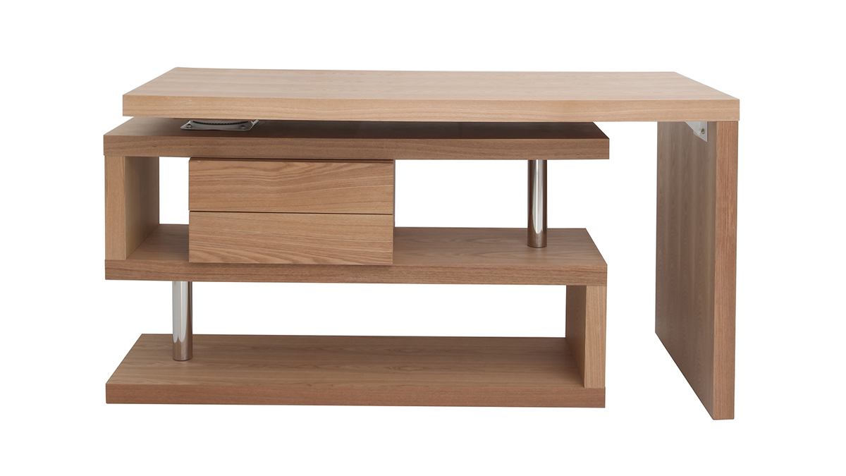 Bureau 2 tiroirs avec rangement en bois ALBI : design et durable