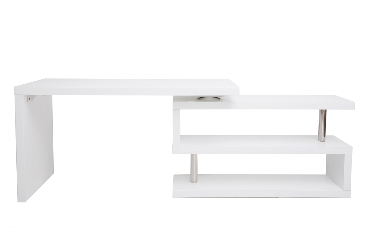 Bureau modulable  design blanc mat L140-218 cm MAX