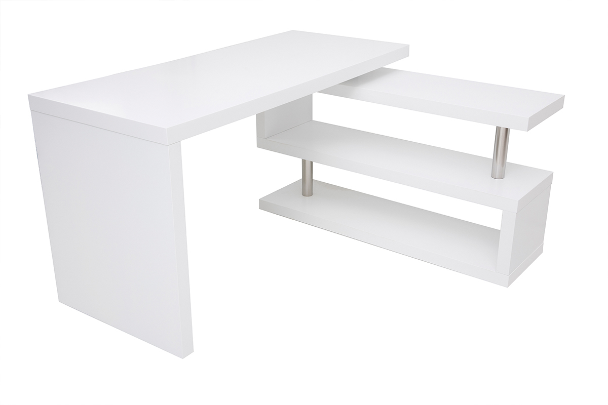 Bureau modulable  design blanc mat L140-218 cm MAX