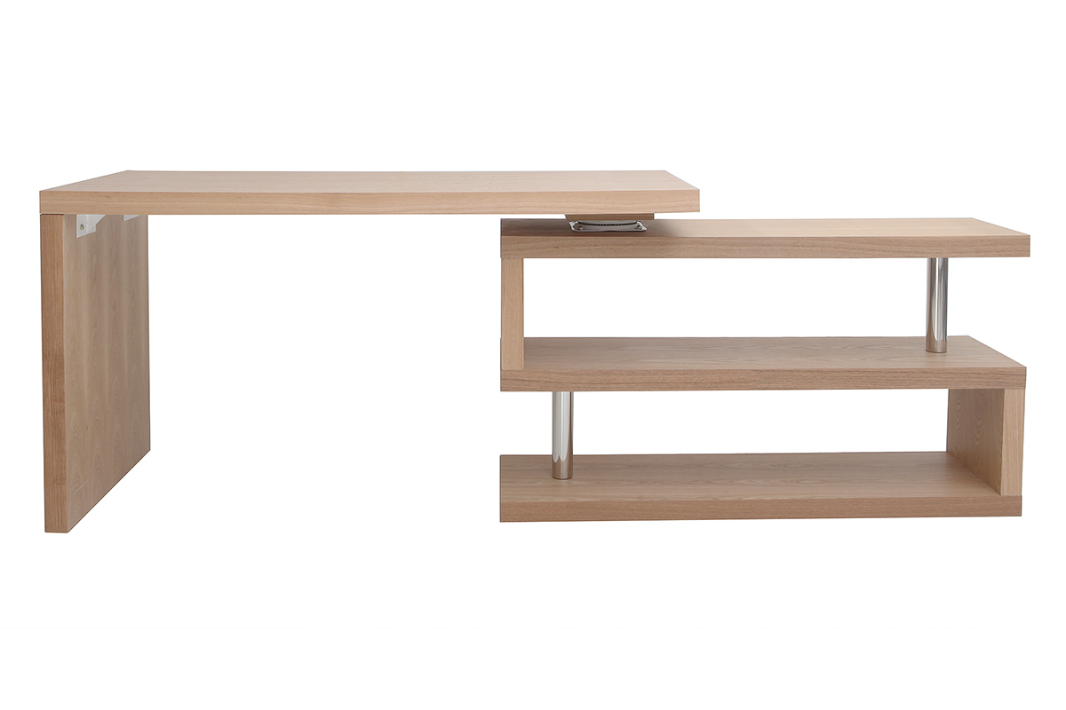 Bureau modulable design bois clair frne massif L140-218 cm MAX