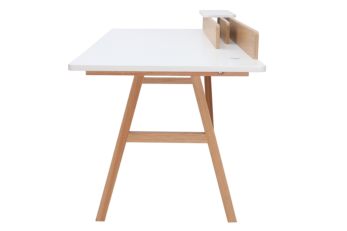 Bureau scandinave bois clair chne et blanc L180 cm TOGARY