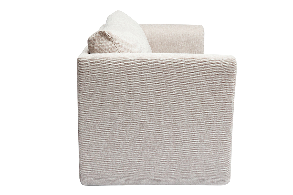 Canap convertible 2 places en tissu effet velours textur beige LEON