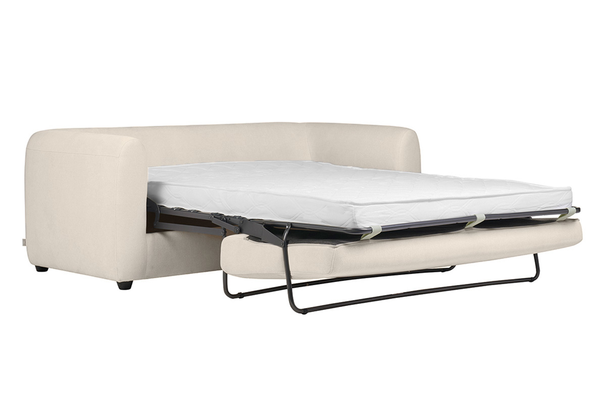 Canap convertible 3 places en tissu effet velours beige HARLO