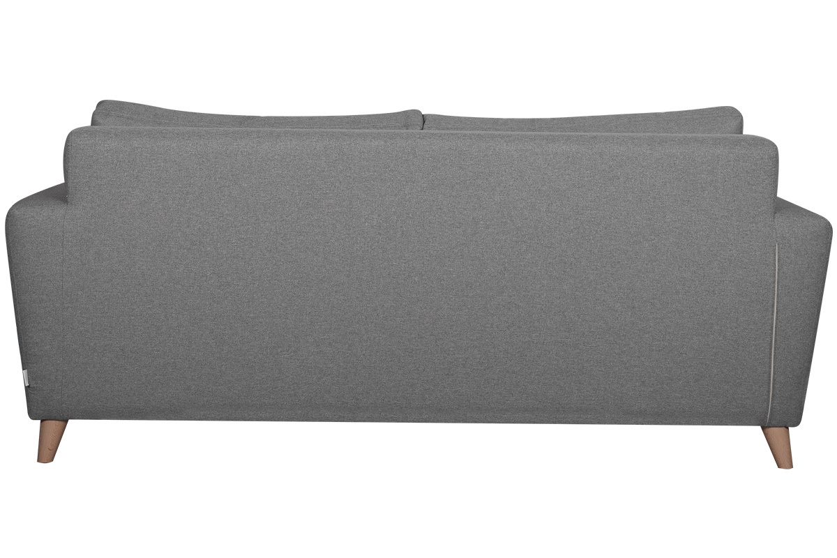 Canap convertible 3 places en tissu gris chin et bois clair avec matelas 9 cm BEAUBOURG