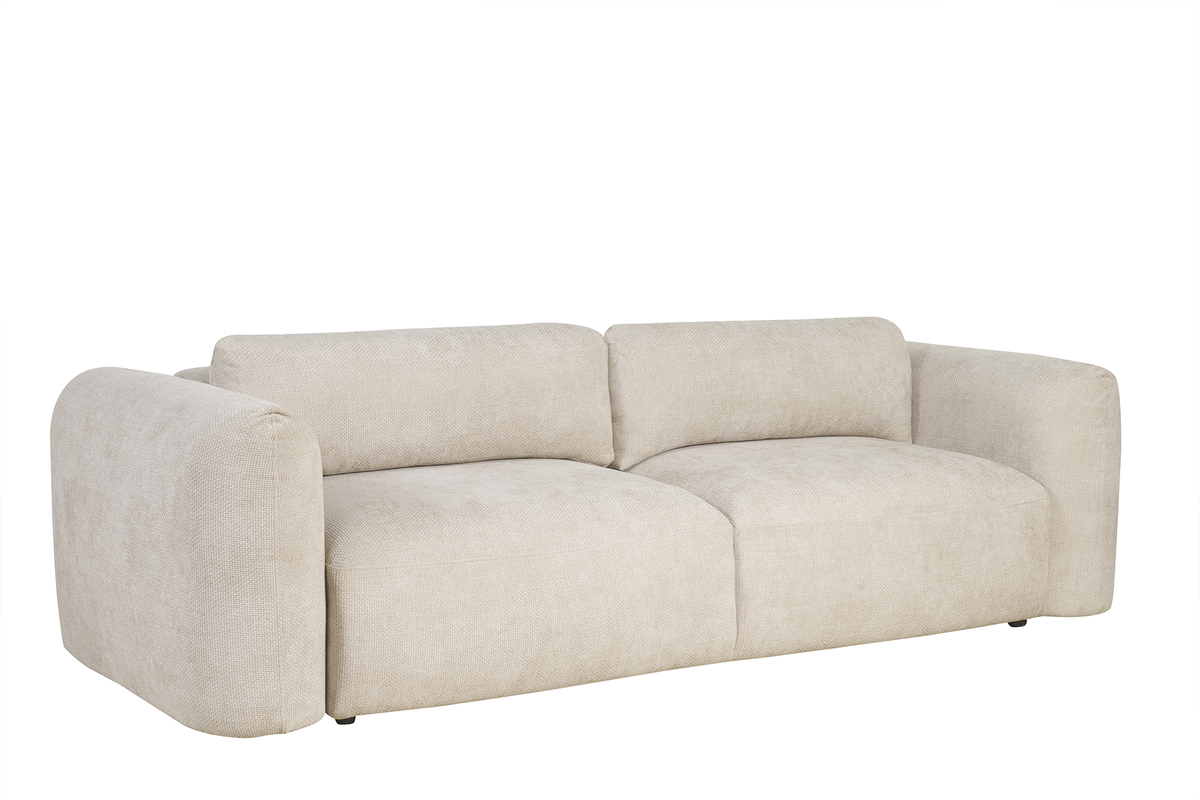 Canap convertible avec coffre 4 places en tissu velours chenille beige CRUSH