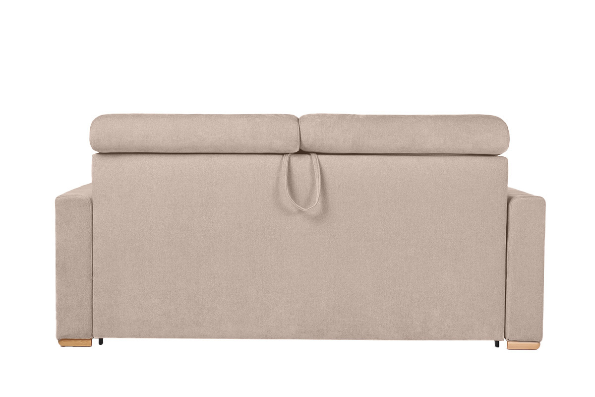 Canap convertible avec ttires ajustables 3 places en tissu effet velours beige avec matelas 18 cm NORO