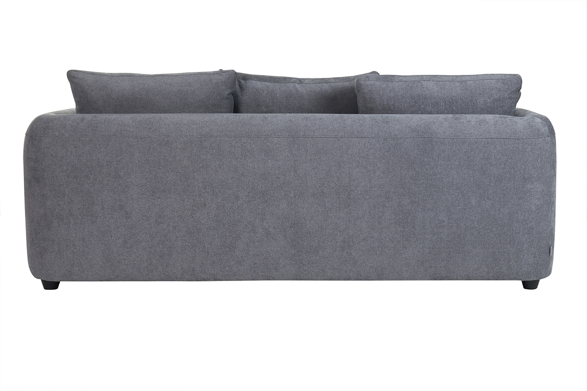 Canap convertible dhoussable 3-4 places design haricot en tissu effet velours gris anthracite SACHA