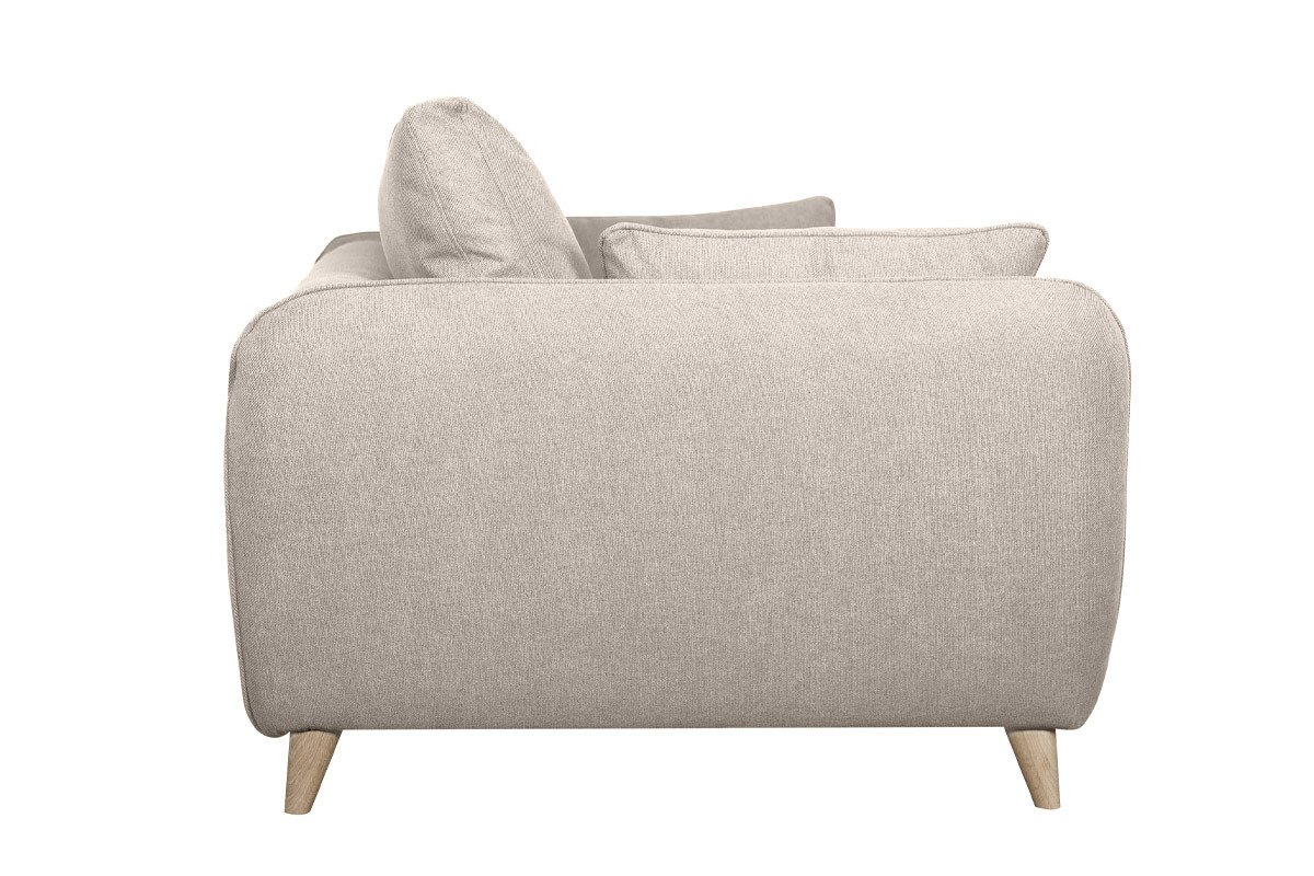 Canap convertible scandinave 3 places en tissu beige avec matelas 10 cm CREEP