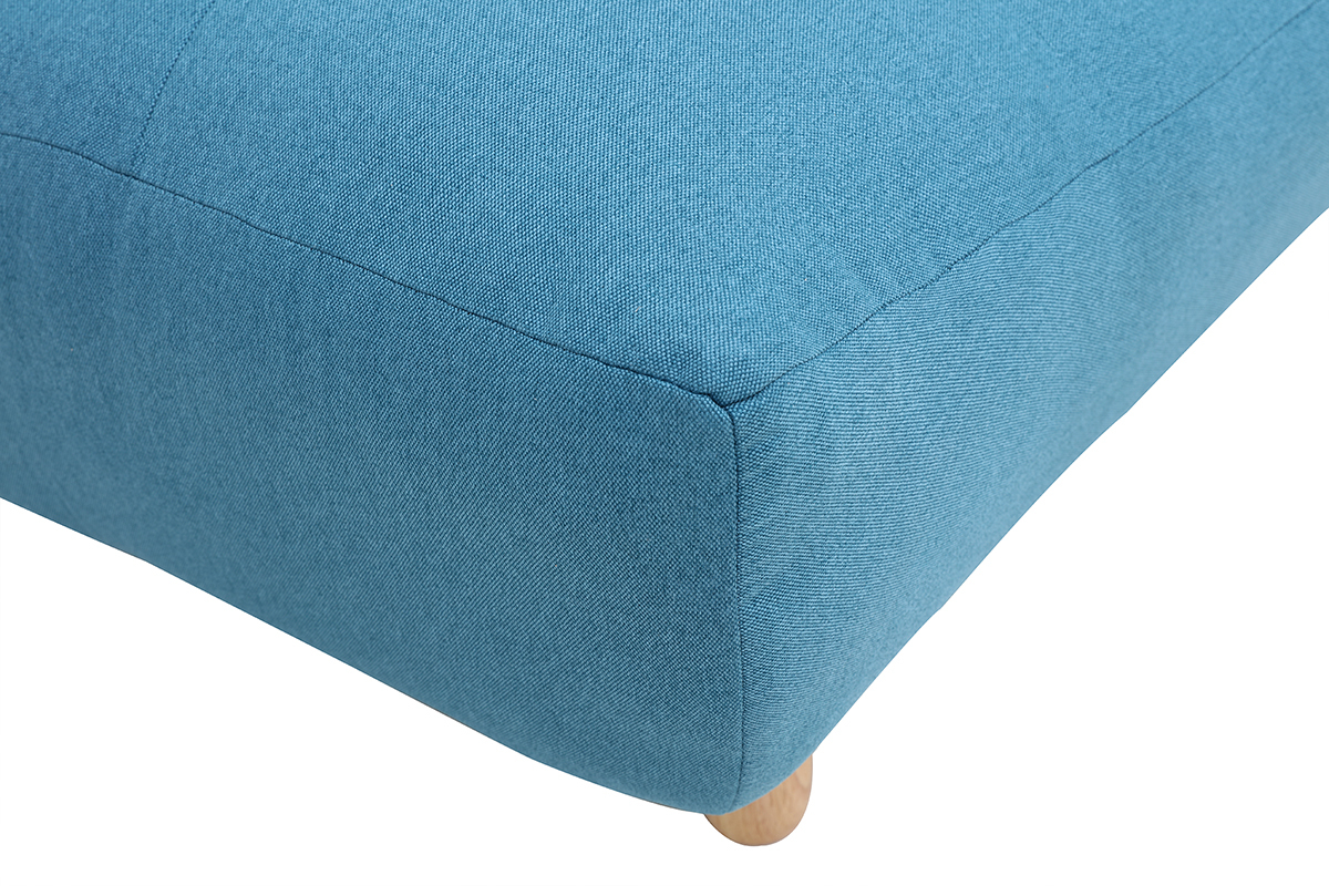 Canap convertible scandinave 3 places en tissu bleu canard et bois clair YUMI