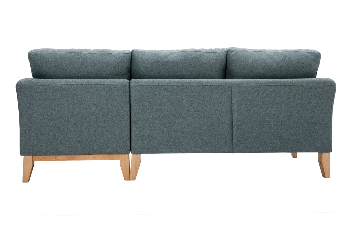 Canap d'angle droit dhoussable scandinave 4 places en tissu vert de gris et bois clair OSLO