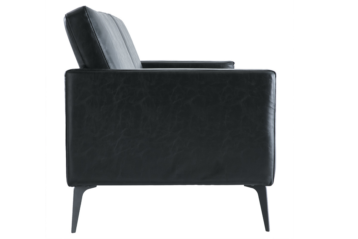 Canap design 3 places noir RICCI