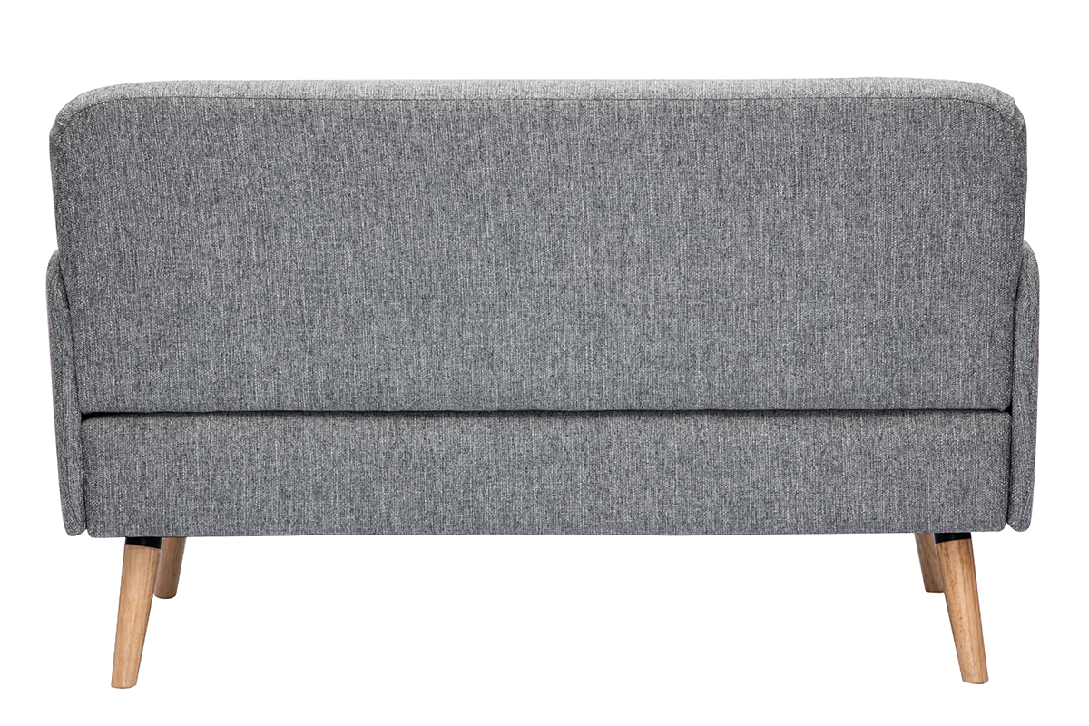 Canap scandinave 2 places en tissu gris clair et bois clair ISKO