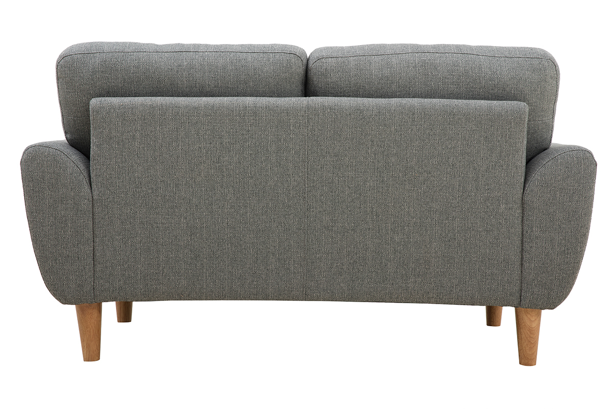 Canap scandinave 2 places en tissu gris et bois clair ALICE