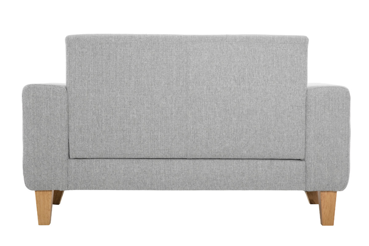 Canap scandinave 2 places en tissu gris et bois clair FJORD