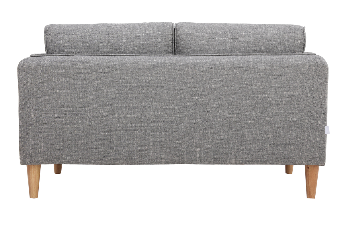 Canap scandinave 2 places en tissu gris et bois clair KURT